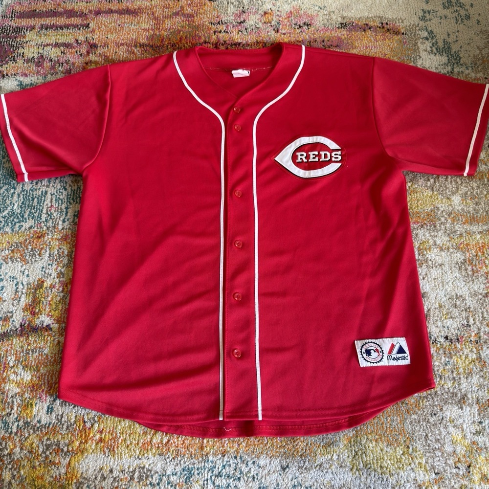 Vintage Cincinnati Reds MLB Majestic Baseball Jersey Red Button Up XXL